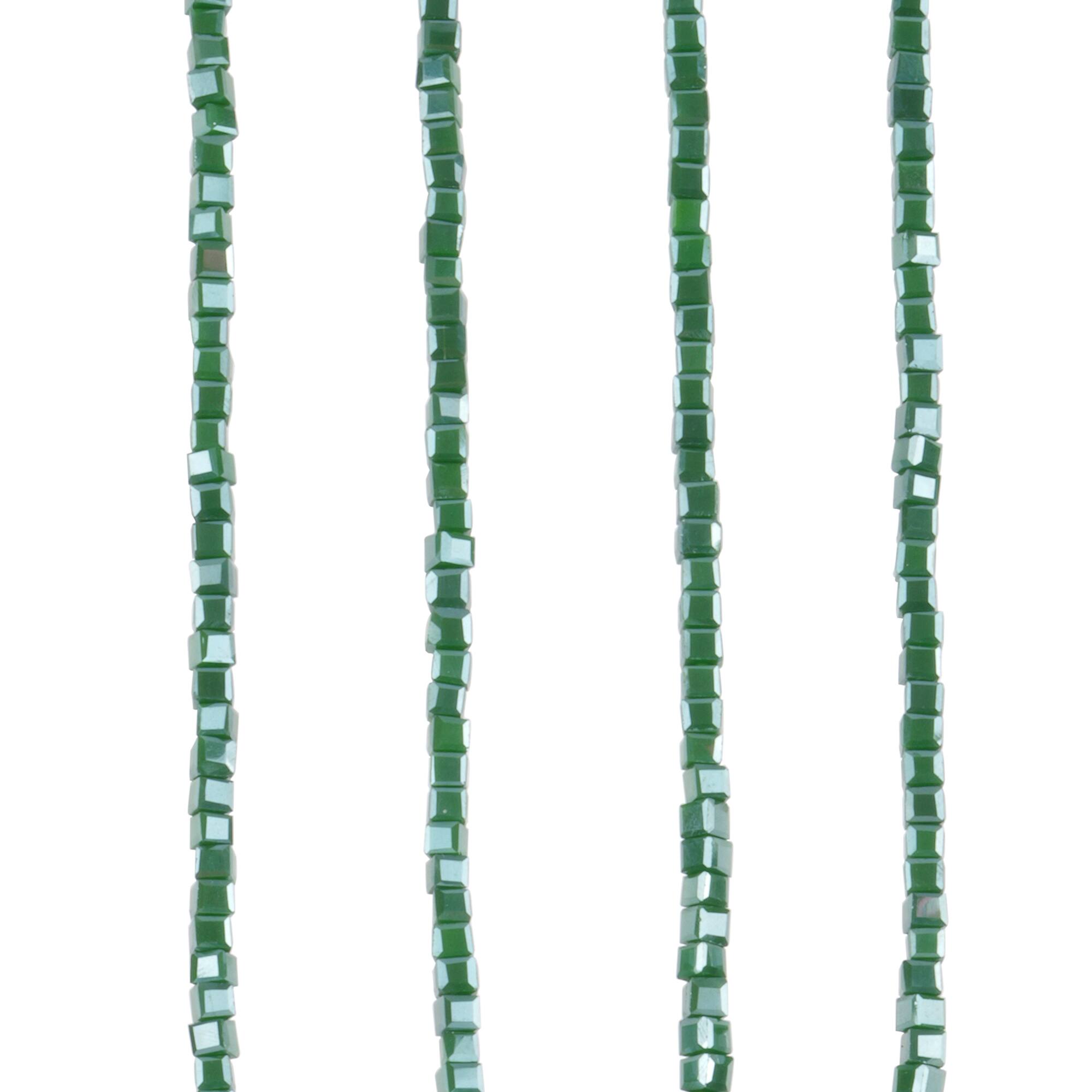 Green Cube Glass Beads, 2.5mm by Bead Landing™